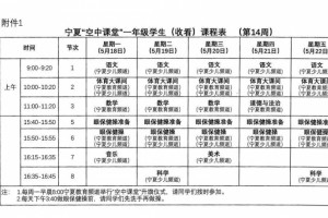 宁夏教育厅发布第14周空中课堂课程表